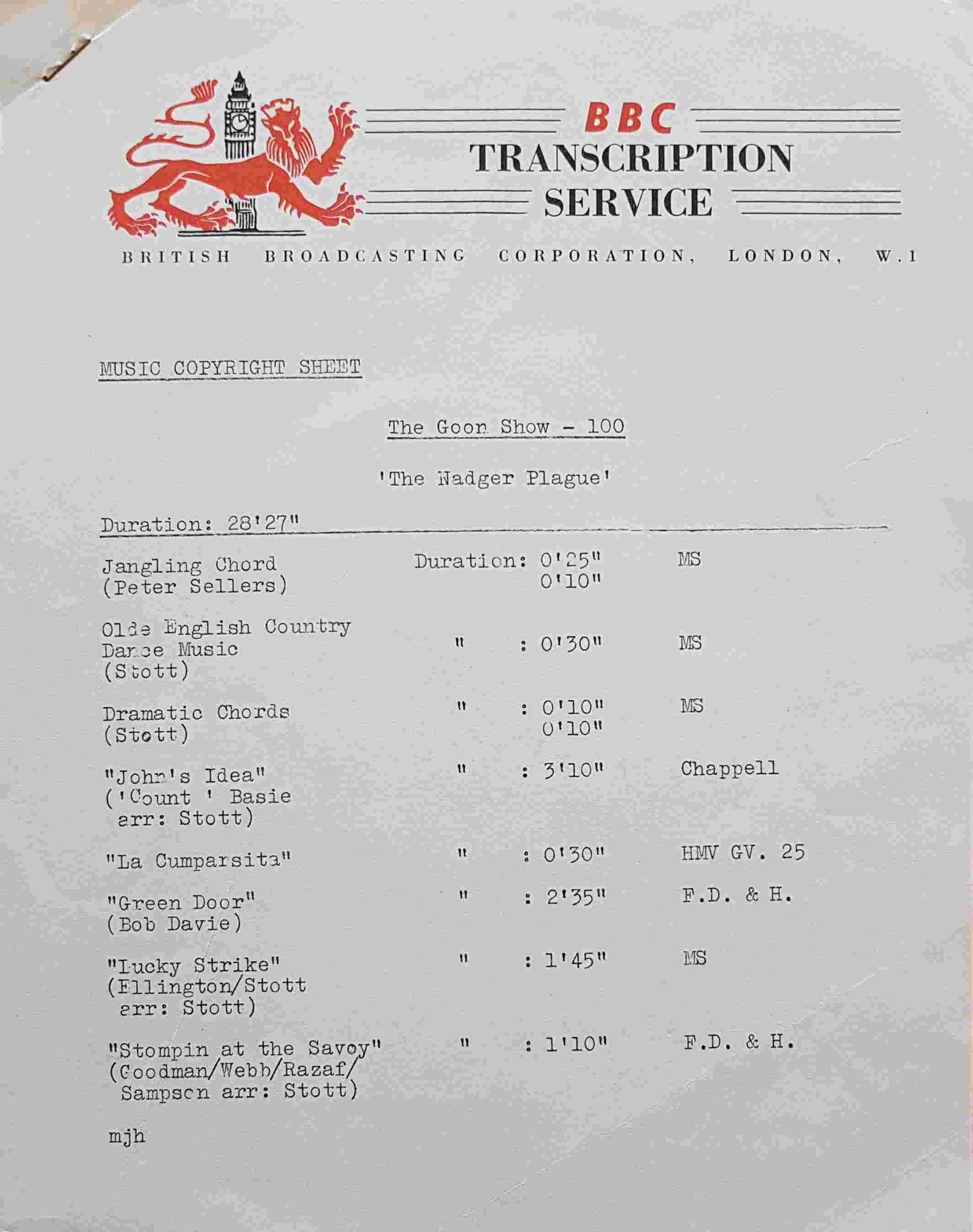 110608 The Goon show - 99 & 100 Spike Milligan / Larry Stevens Inserts from 110608